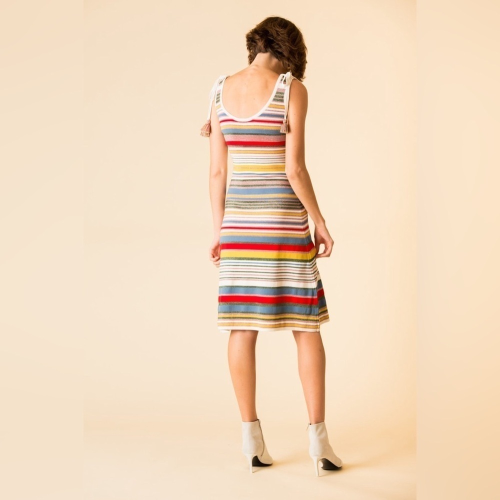 VERONICA BEARD Dulce Striped Knit Dress with Tassels Sz Large✨ - Picture 5 of 16